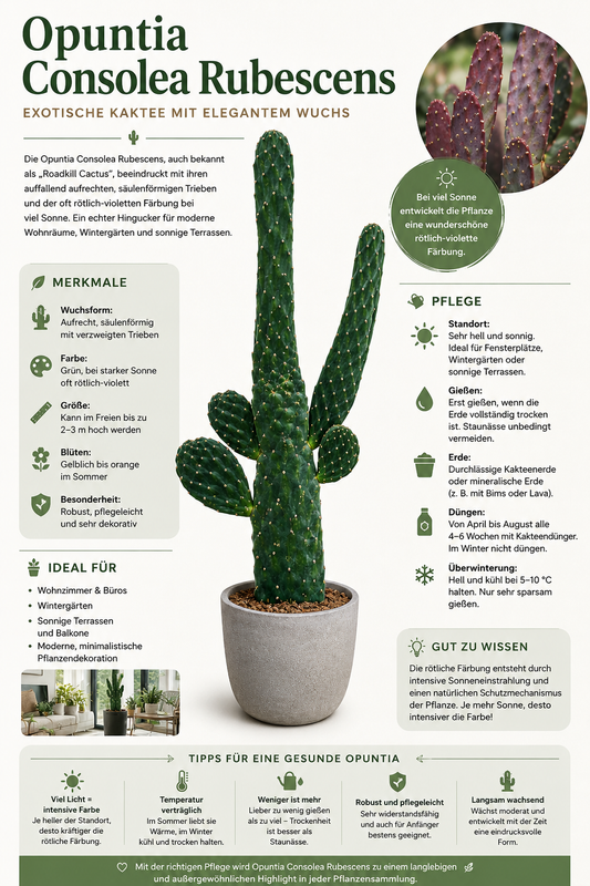 Opuntia Consolea rubescens 40–50 cm – Baumopuntie – exotischer Feigenkaktus & pflegeleichter Kaktus