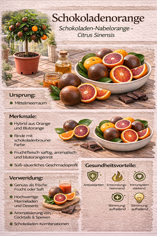 Arancio Chocolate Orangebaum (Chocolate Navel Orange) – Citrus sinensis – seltene Schokoladenorange 70–100 cm, Orangenbaum kaufen