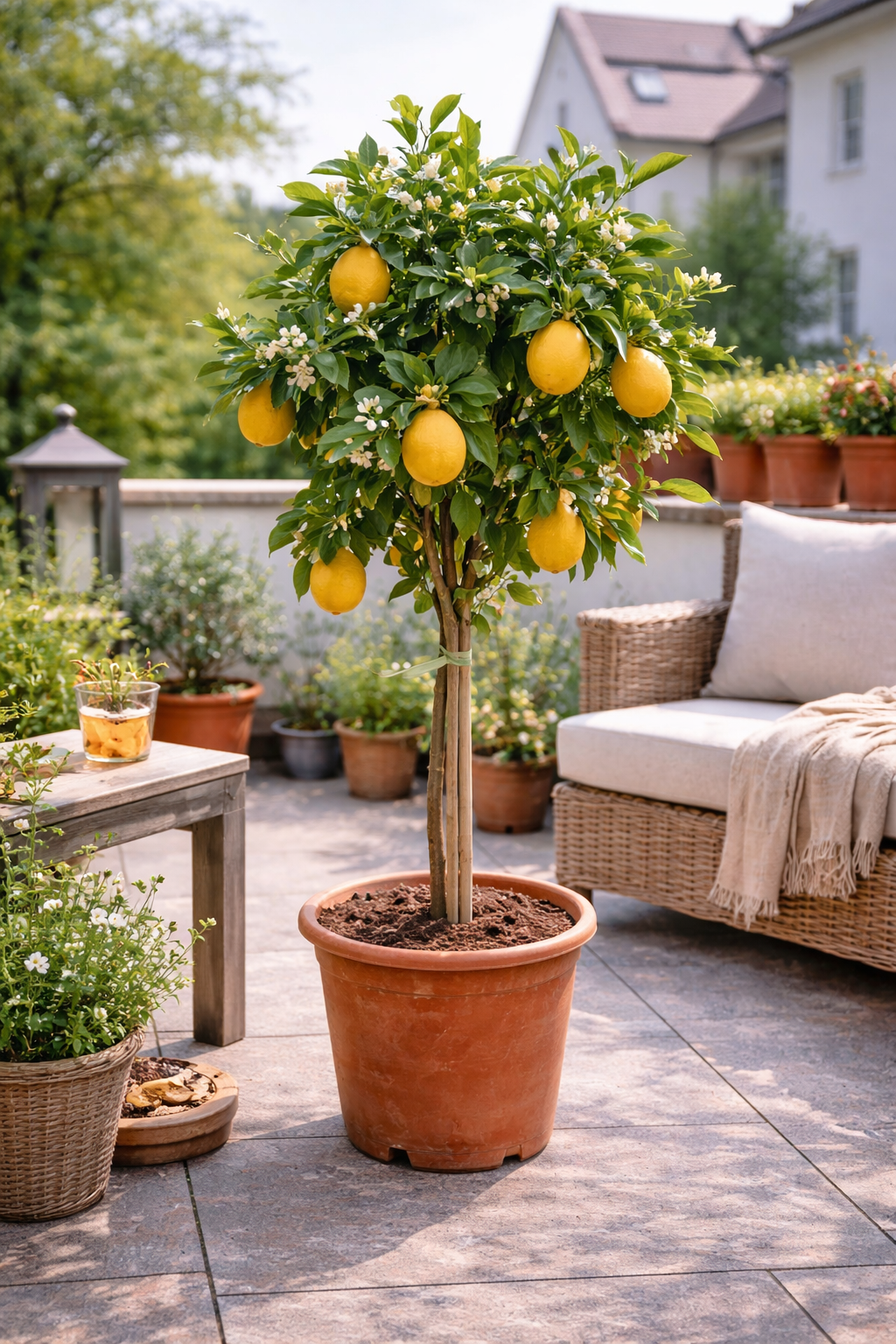 Zitronenbaum 'Zagara Bianca' – Citrus x limon, 100–140 cm, duftende weiße  Blüten & essbare Zitronen