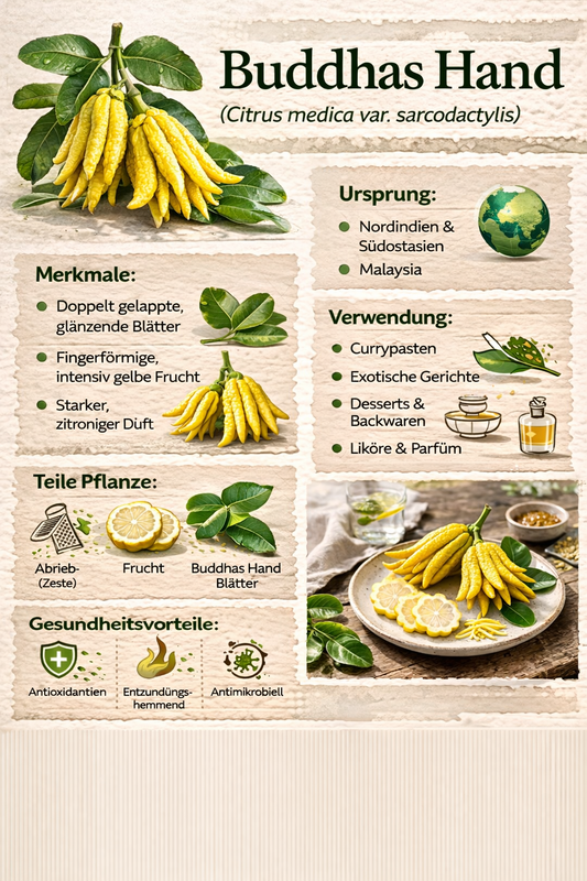 Buddhas Hand Pflanze 70–100 cm – Zitronatzitrone / Fingerzitrone (Citrus medica sarcodactylis) – Exotischer Zitronenbaum für Balkon & Garten