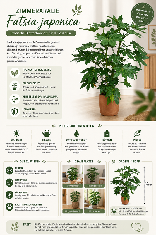Zimmeraralie ca. 100 cm Fatsia japonica Zimmerpflanze