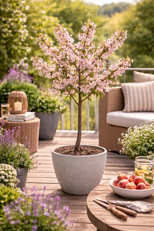 Zwerg-Nektarine Stämmchen (Prunus persica nucipersica) – Säulen-Nektarinenbaum für Balkon & Terrasse | Selbstfruchtende Mini-Nektarine
