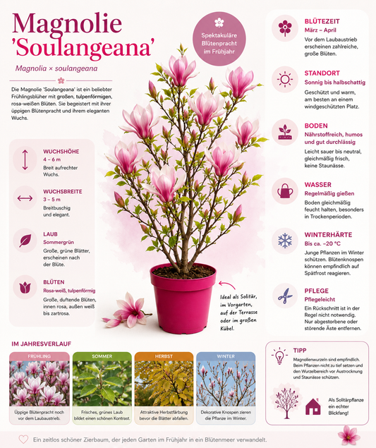 Magnolia 'Soulangeana' 60-80 cm – okrasná rostlina do zahrady a na terasu, kvete na jaře