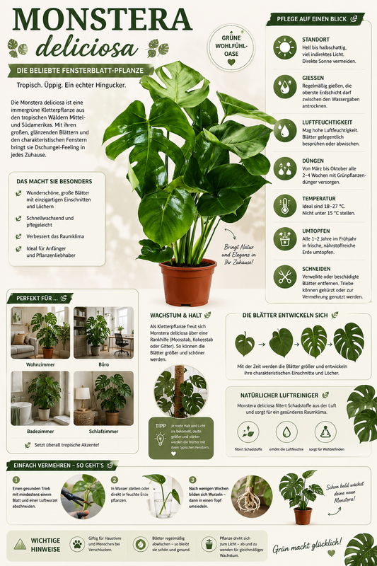 Monstera delicosa 50 cm Köstliches Fensterblatt