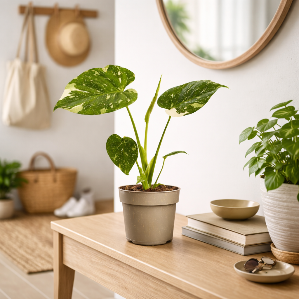 Monstera Thai Constellation – panaschierte Fensterblatt Zimmerpflanze ca. 25 cm | Topf Ø 11 cm