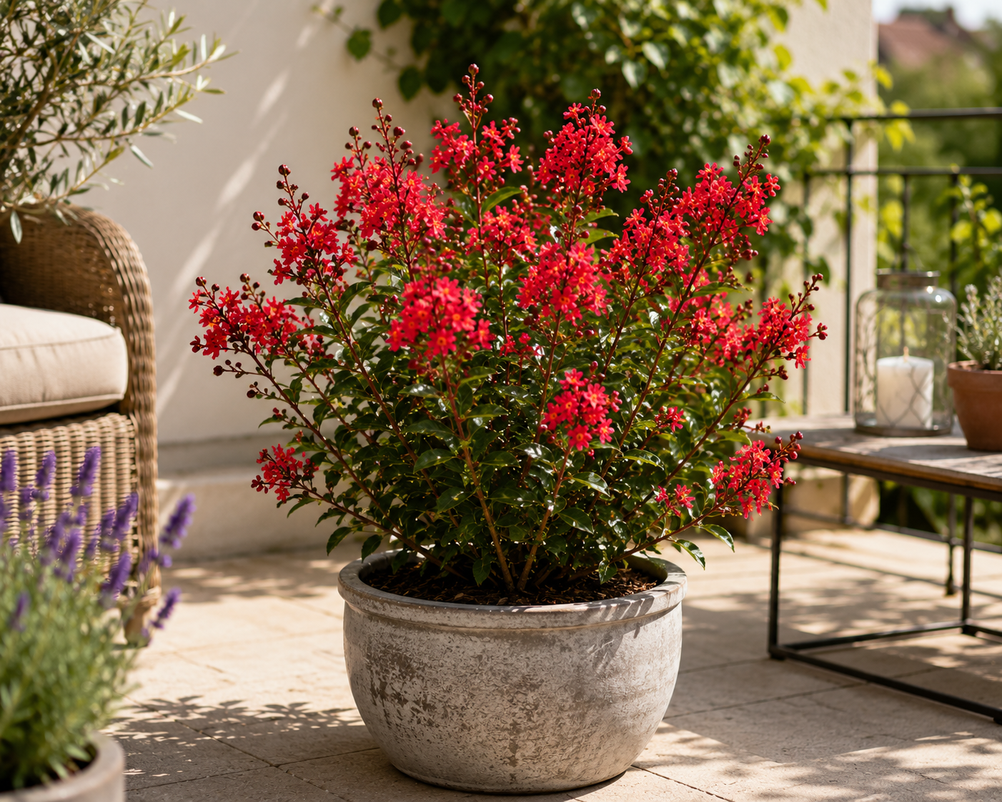 Lagerstroemia indica Petite Red 40–60 cm – Rote Zwerg-Kreppmyrte im 2,5-Liter-Topf – Flieder des Südens für Garten und Kübel