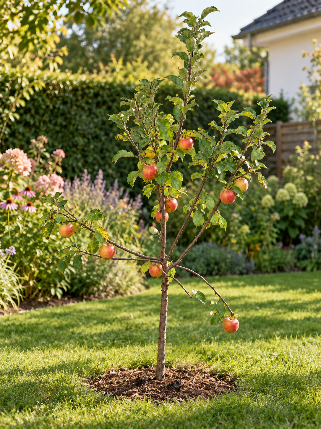 Zwergapfel ‘Galina’ 100–120 cm – kompakter Apfelbaum für Kübel, Balkon, Terrasse und Garten