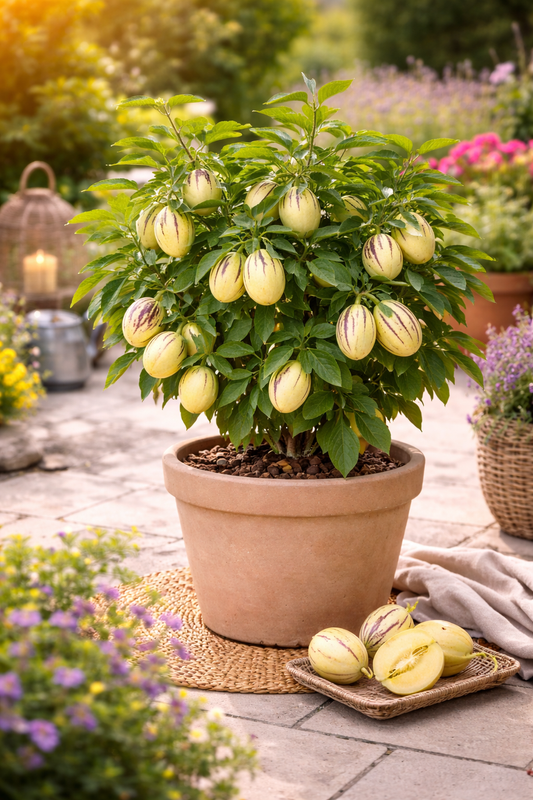 Solanum Pepino Gold 20–40 cm – Melonenbirne Pflanze | Exotische Obstpflanze für Balkon & Garten
