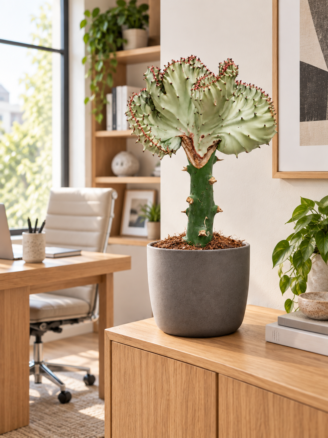 Euphorbia lactea ‘Cristata’ Weiß ca. 30 cm – Korallenkaktus als außergewöhnliche Zimmerpflanze