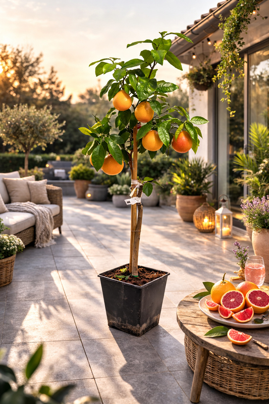 Grapefruitbaum Star Ruby 120–140 cm – Pampelmuse / Pomelo Citrusbaum mit Topf – exotischer Zitrusbaum für Terrasse & Wintergarten
