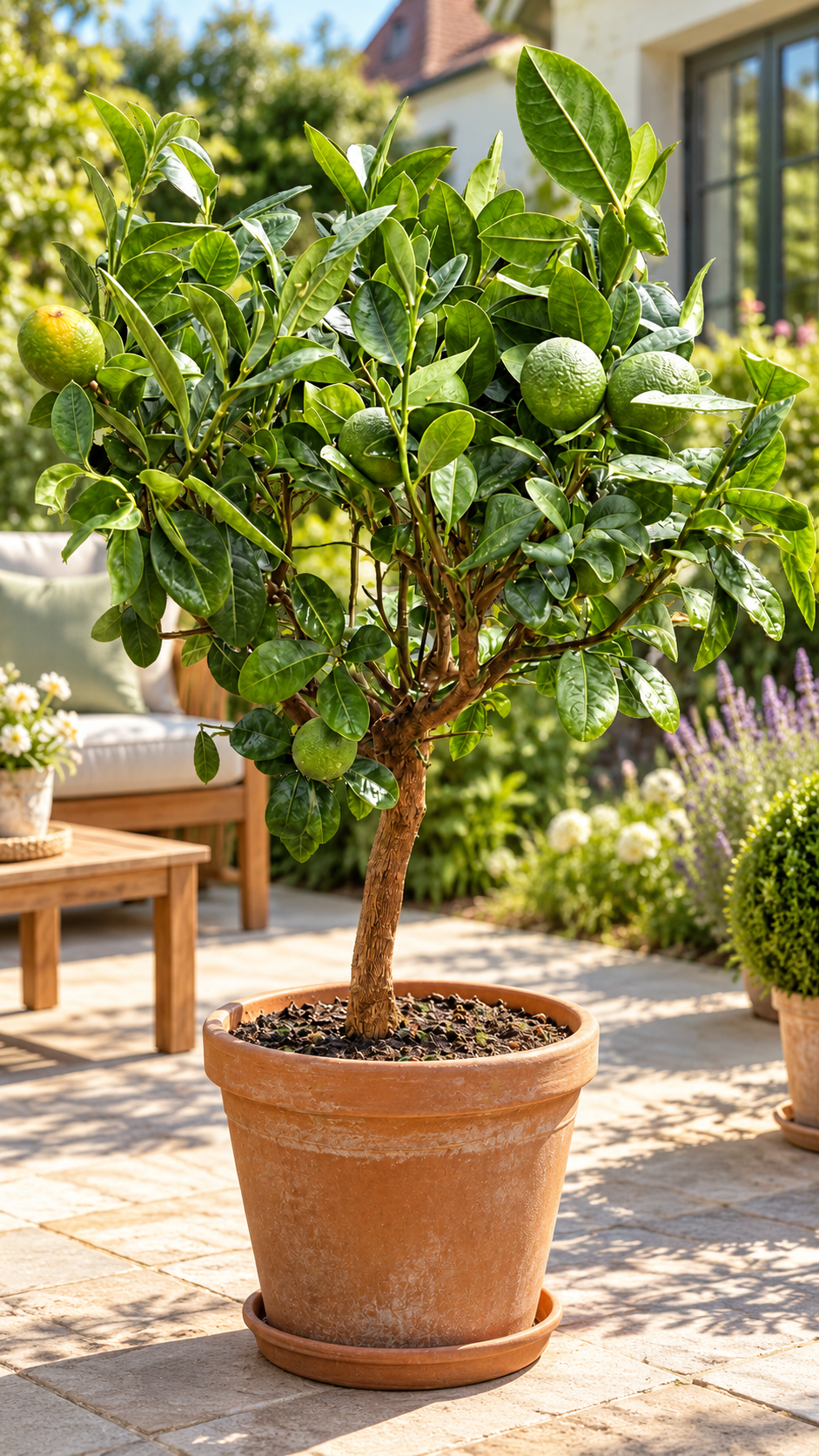 Lemon-Clementino – Zitronen-Clementinen-Baum, immergrüne Zitruspflanze für Balkon & Terrasse – 70–100 cm inkl. Topf