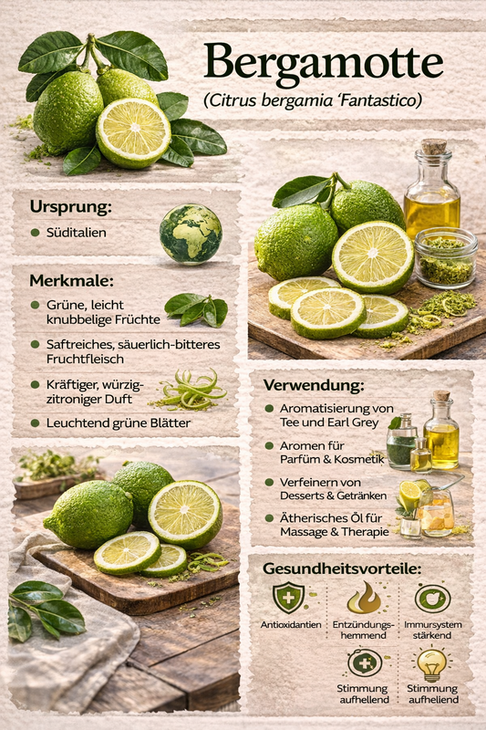 Bergamotte Pflanze 70–100 cm – Citrus Bergamia Fantastico – Echte Bergamotte Zitruspflanze Duftpflanze für Tee & Aromatherapie