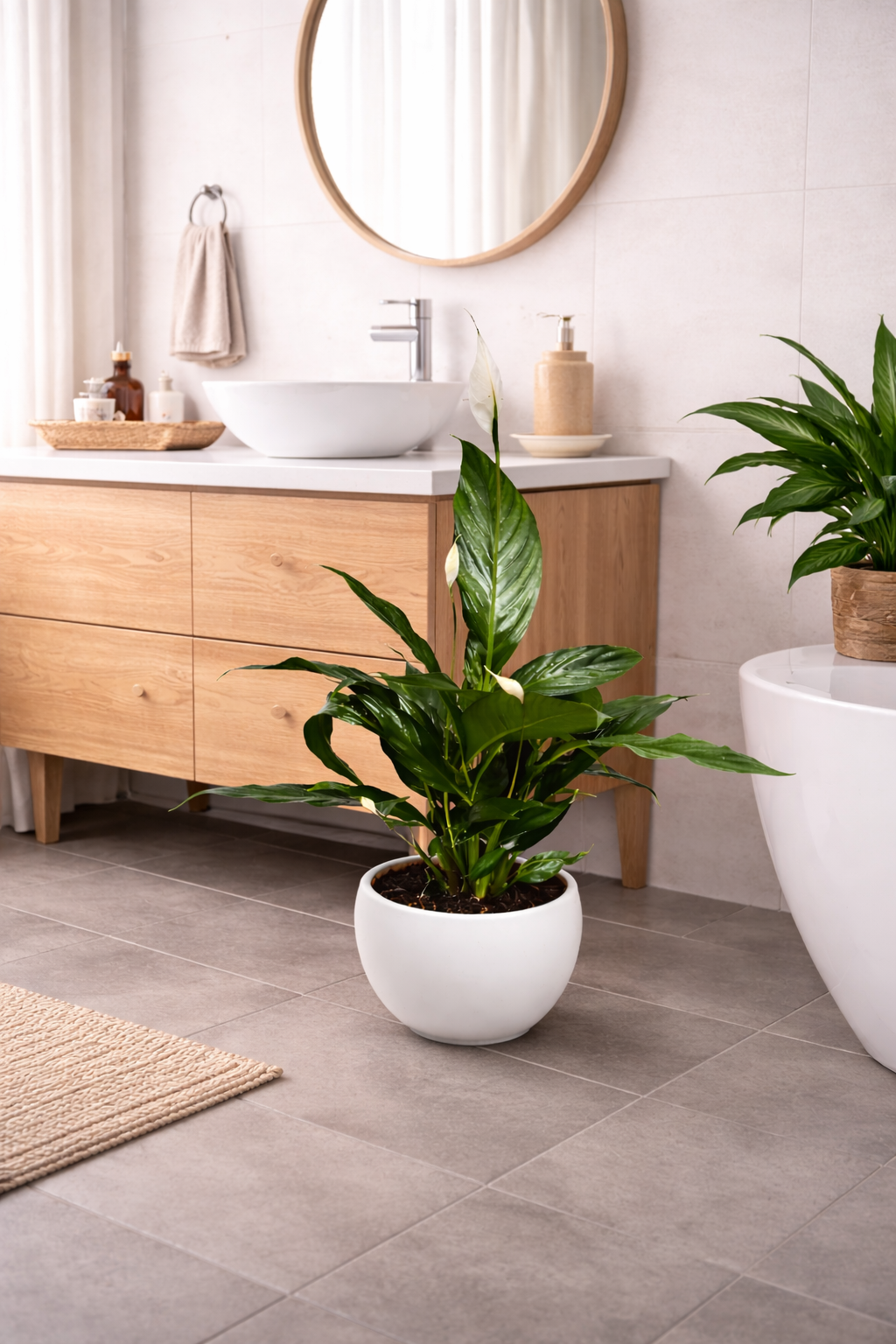 Spathiphyllum Chico ca 70 cm im Keramikuebertopf Friedenslilie Einblatt Zimmerpflanze luftreinigend pflegeleicht