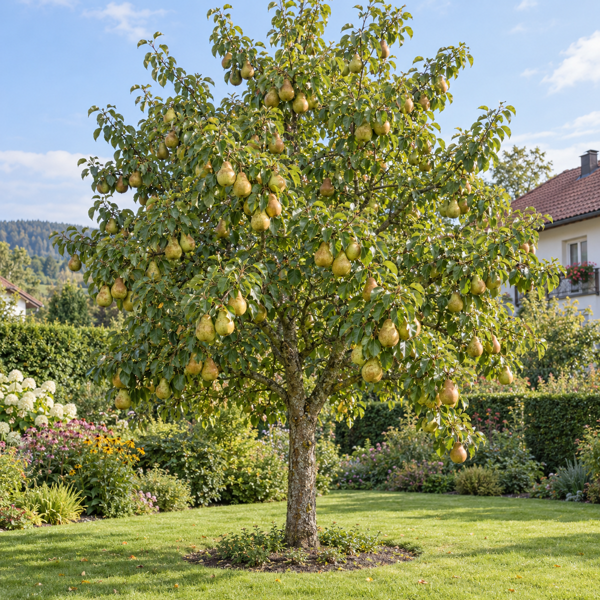 Birnbaum ‘Gellerts Butterbirne’ / ‘Beurré Hardy’ – aromatische Herbstbirne für den Garten – 100–120 cm inkl. Topf