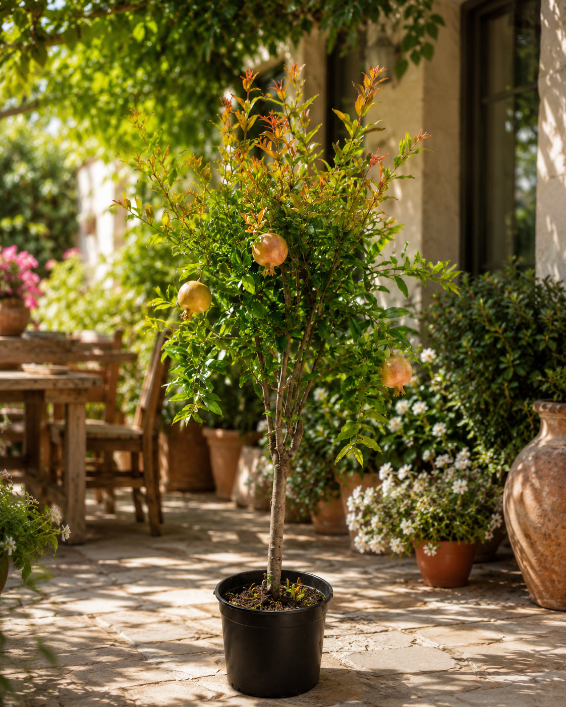 Punica Granatum Tendral de Valencia – Granatapfelbaum 70–100 cm – Mediterraner Granatapfel Strauch winterhart Kübelpflanze Obstbaum