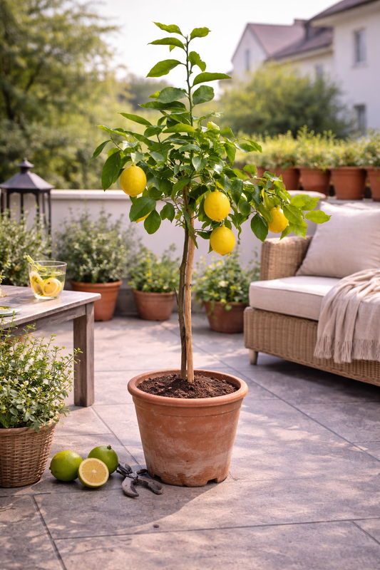 Zitronenbaum Fino 95 (Limonero Fino 95) – Mediterrane Zitruspflanze ca. 100–140 cm inkl. Topf – Echter Zitronenbaum für Garten, Terrasse & Balkon