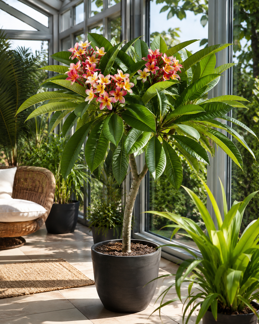 Plumeria 'Bordeaux' cca. 60 cm – Frangipánský chrámový strom | Exotická, voňavá havajská květina v květináči