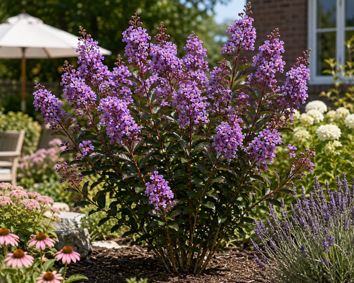 Lagerstroemia indica Rhapsody in Blue 40–60 cm – Violette Kreppmyrte im 2,5-Liter-Topf – Flieder des Südens für Garten und Kübel