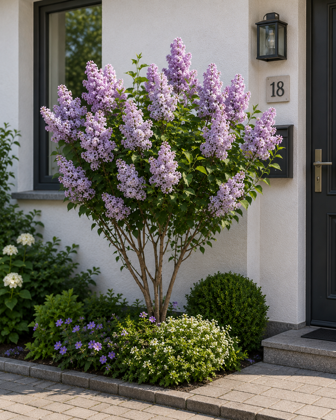 Syringa vulgaris Katharine Havemeyer Flieder ca. 100 cm Edel-Flieder Duftflieder Gartenpflanze