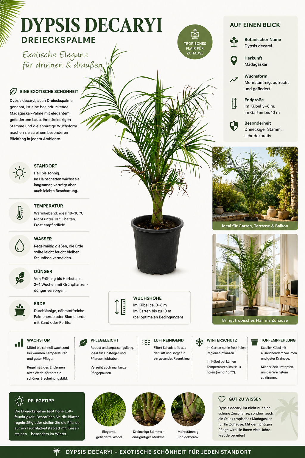 Dypsis Decaryi Dreieckspalme 120-140 cm Seltene Madagaskar Palme Exotische Zimmerpflanze