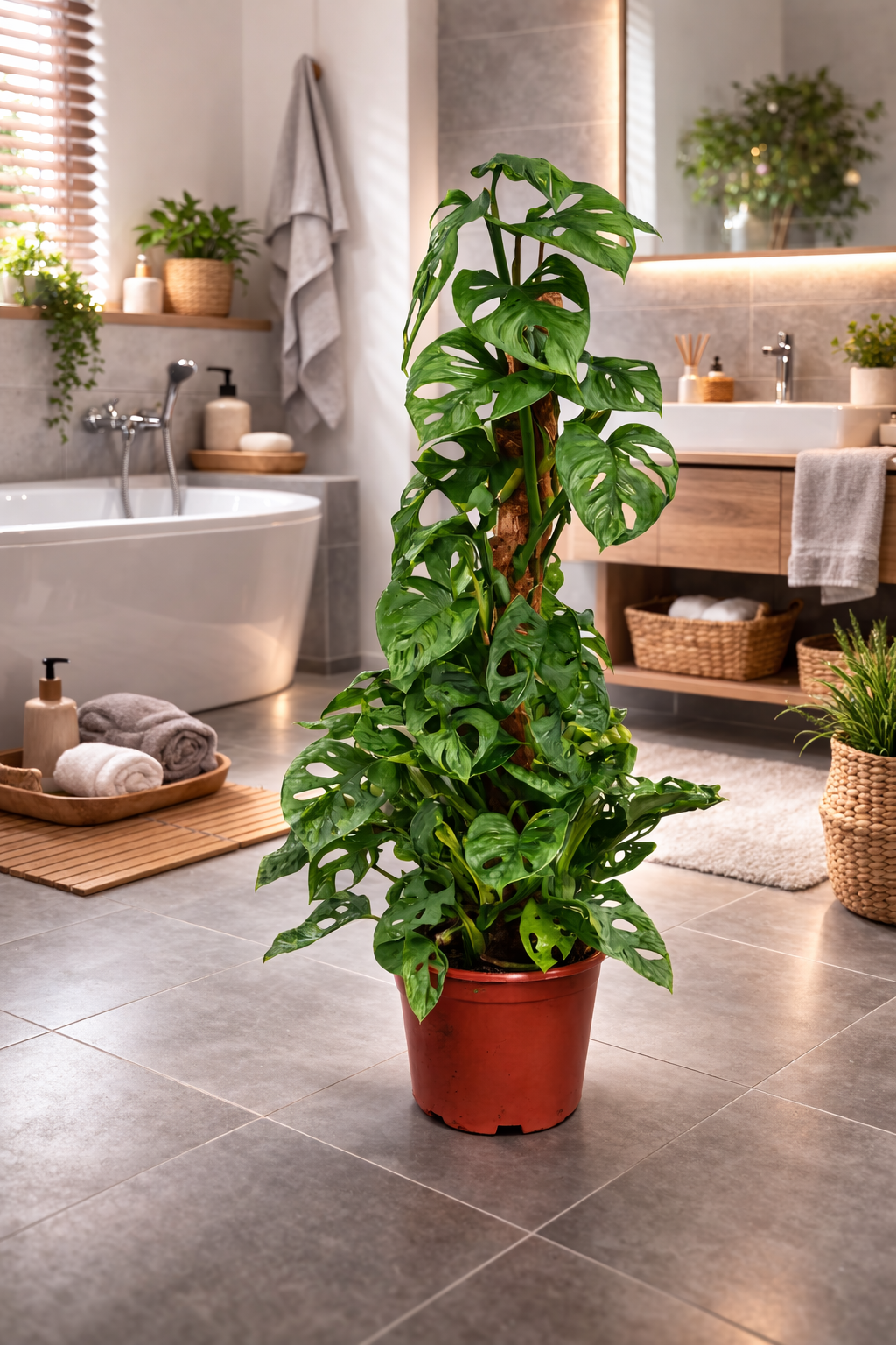 Monstera Obliqua Monkey Leaf 80–100 cm am Moosstab – Seltene Fensterblatt  Kletterpflanze Zimmerpflanze mit großen Lochblättern