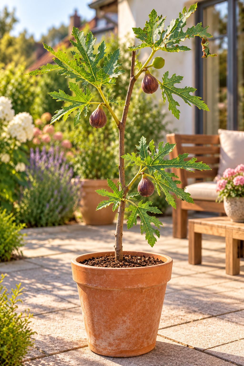 Feige ‘Ice Crystal’ – Ficus carica – Feigenbaum mit dekorativen Blättern für Garten & Kübel – 40–60 cm inkl. Topf