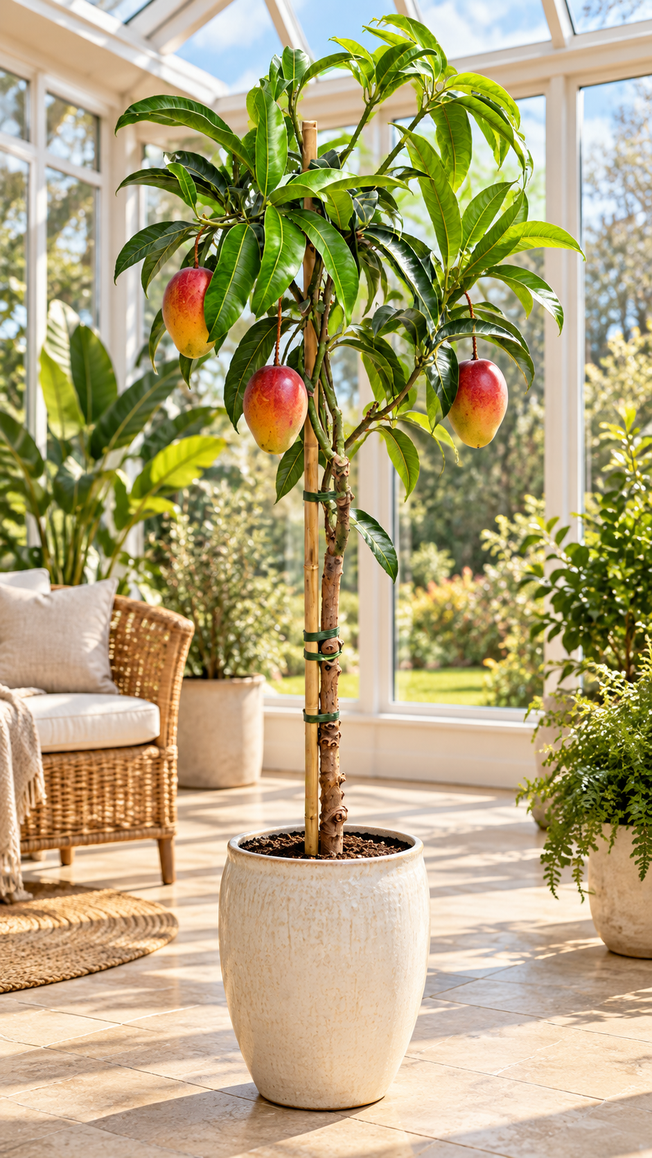 Mangobaum ‘Irwin’ – Mango-Pflanze (Mangifera indica) für Kübel, Terrasse & Wintergarten – 140–180 cm inkl. Topf