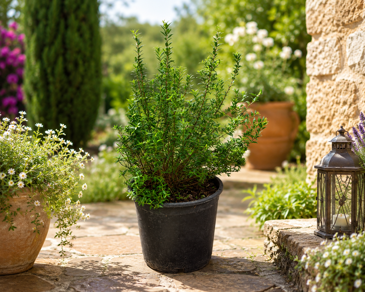 Myrtus communis Busch ca. 50 cm – Echte Brautmyrte – Duftmyrte – Mediterrane Myrte für Garten, Terrasse, Balkon & Wintergarten