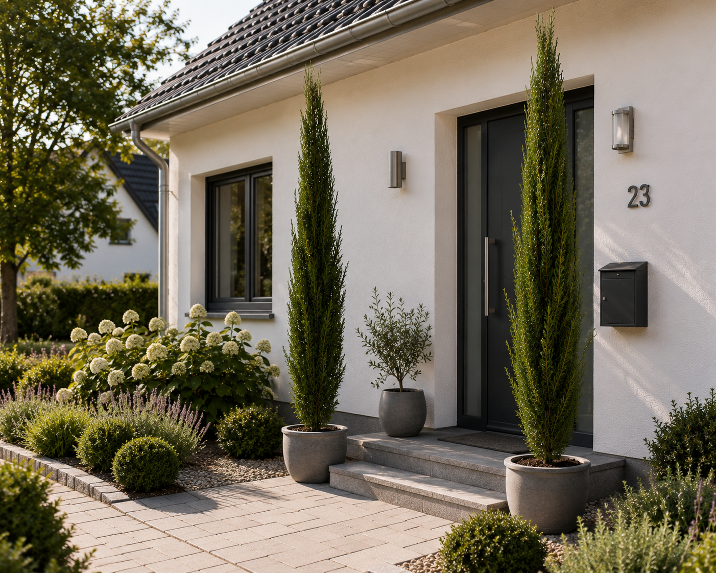 2 Stück Mittelmeer-Zypresse 180-220 cm | Cupressus sempervirens | Italienische Zypresse | Toskanazypresse | Immergrüner Solitärbaum