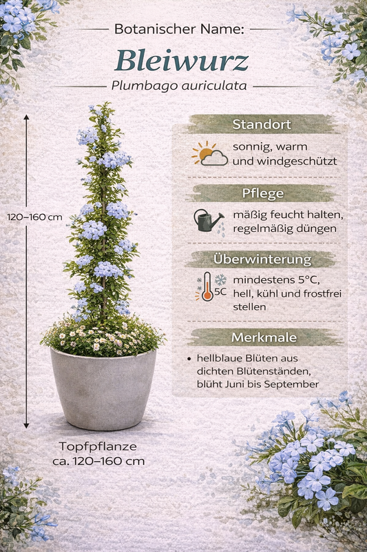 Plumbago auriculata 120–160 cm – Chinesischer Bleiwurz | Blauer Jasmin Kübelpflanze für Garten & Terrasse