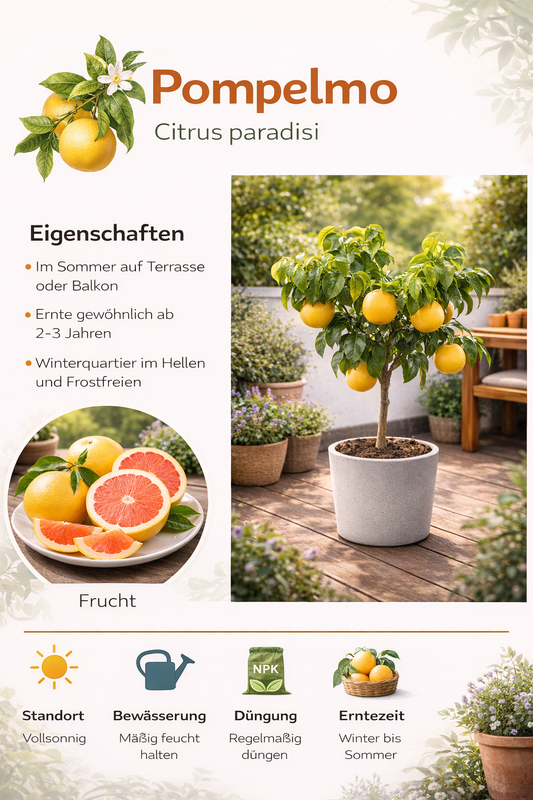 Citrus Paradisi (Grapefruitbaum) 70–100 cm – Pompelmusen Pflanze kaufen, exotischer Zitrusbaum für Haus & Garten