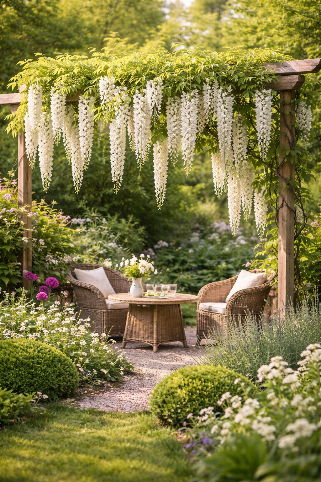 Weißer Blauregen Longissima Alba 180-200 cm Wisteria floribunda Edel Kletterpflanze Duftend Winterhart