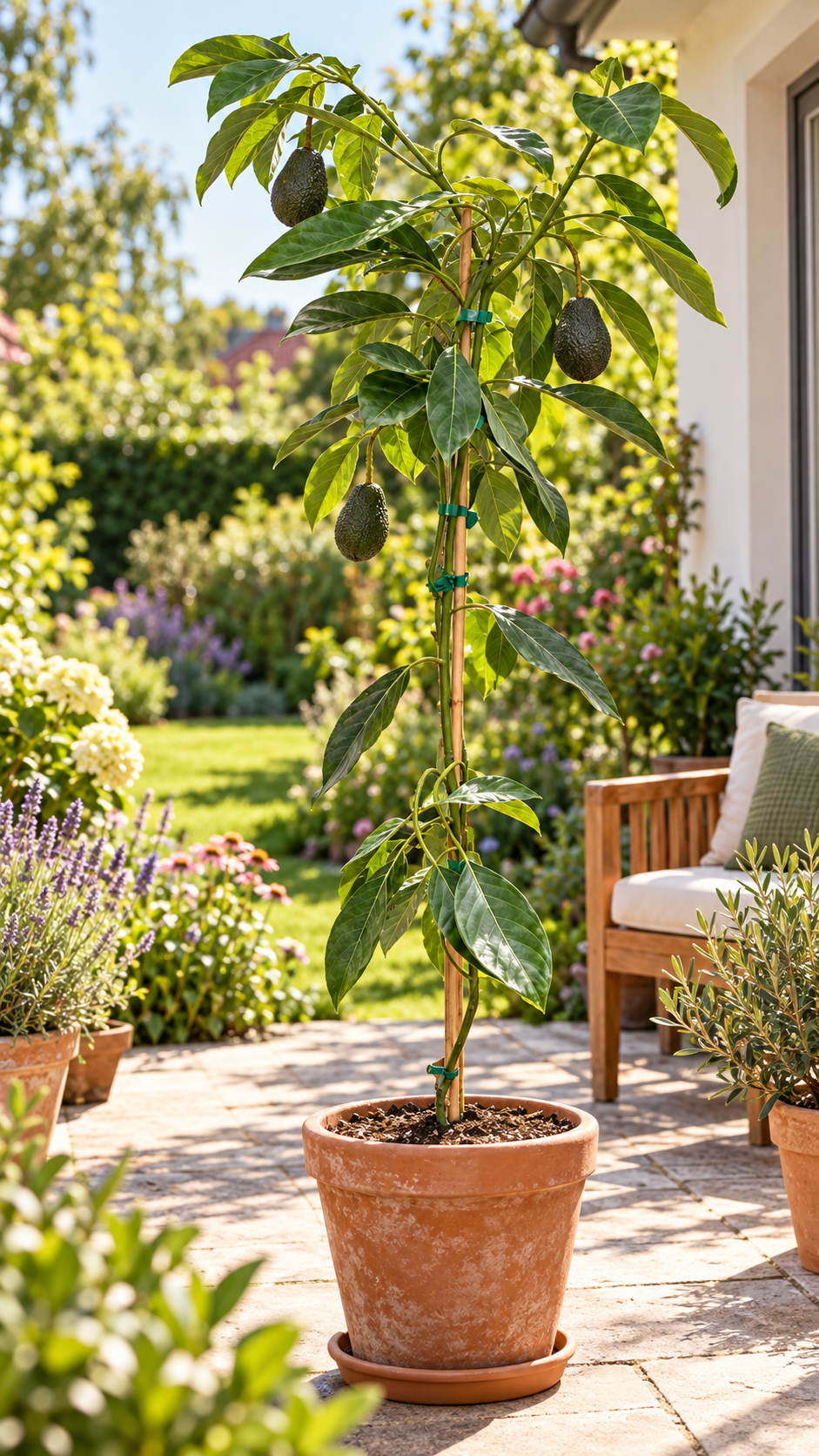 Avocadobaum ‘Hass’ – Avocado-Pflanze (Persea americana) für Kübel, Terrasse & Wintergarten – 150–200 cm inkl. Topf
