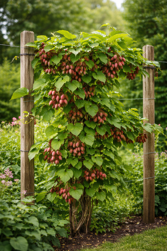 Mini-Kiwi / Kiwibeere ‘Kens Red’ (Actinidia arguta) – winterhart, rotfleischig, 30–50 cm