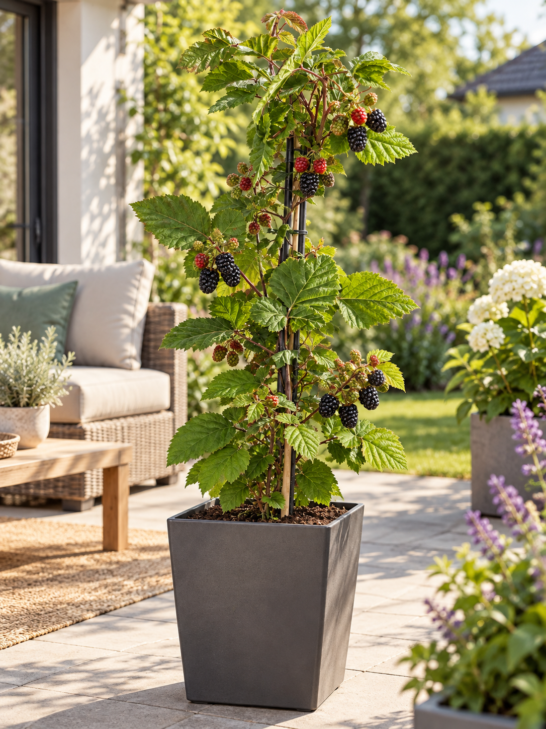 Brombeere ‘Black Satin’ 50–70 cm – Stachellose Rubus fruticosus, winterharte Beerenpflanze für Garten & Kübel