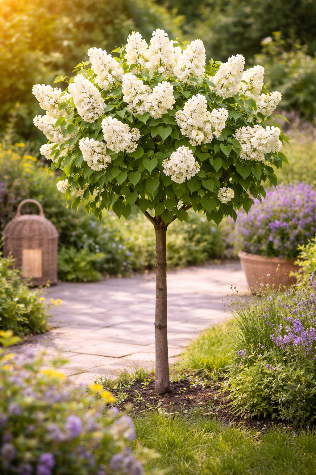 Edelflieder Stämmchen Mme Lemoine 60-80 cm – Syringa vulgaris weiß gefüllt, Duftflieder Stamm