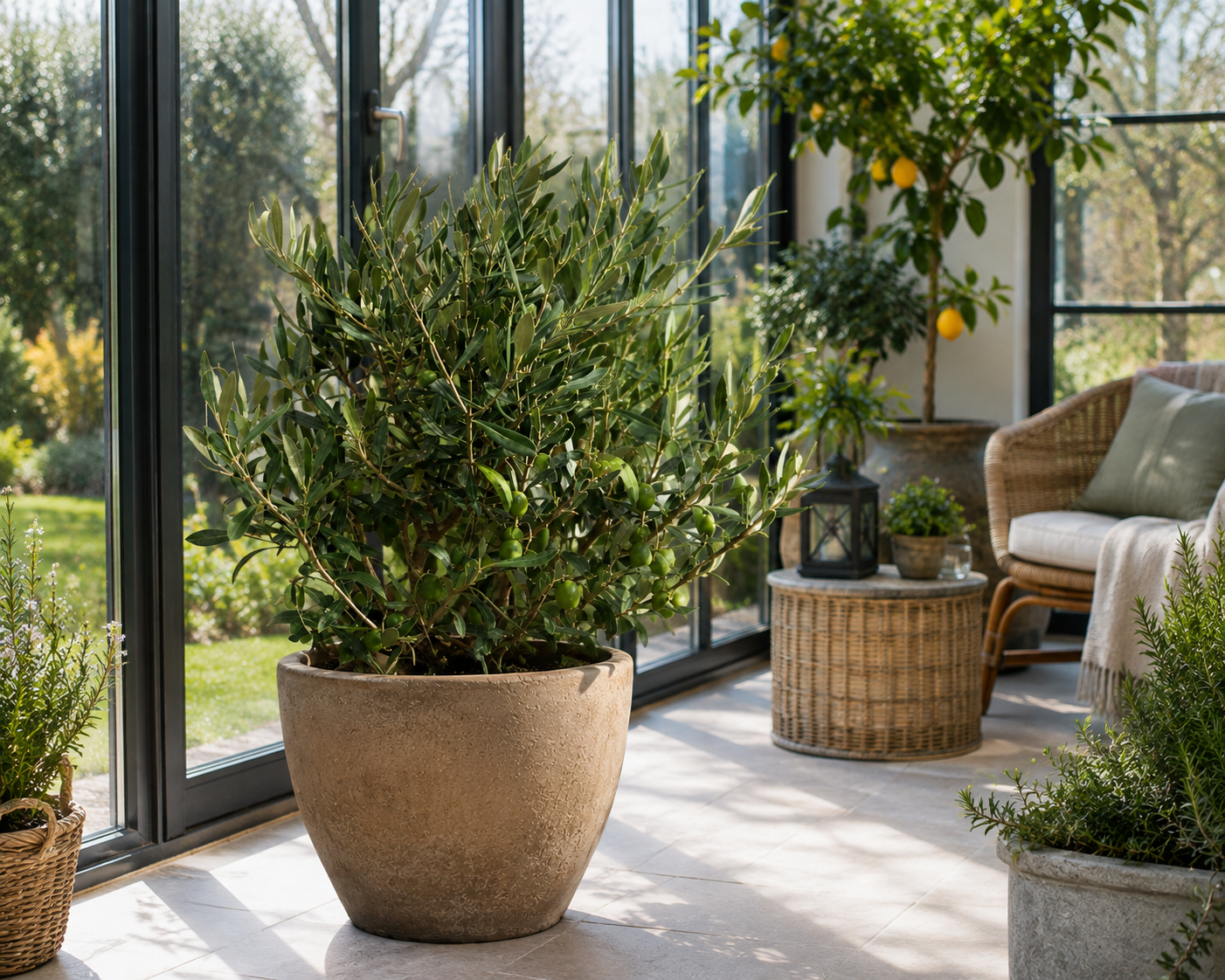 Olivenbaum Busch (Olea europaea) ca. 50 cm – Echter Olivenbaum, Mediterrane Kübelpflanze für Balkon, Terrasse, Wintergarten & Garten