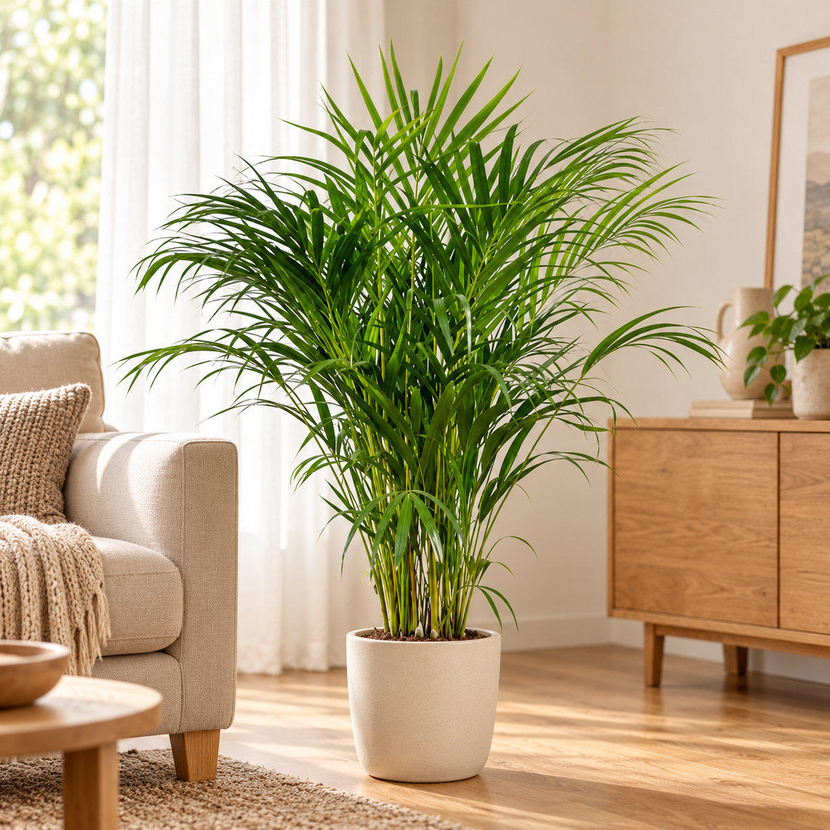 Goldfruchtpalme – Areca-Palme, Dypsis lutescens – immergrüne Zimmerpalme für Wohnzimmer & Büro – ca. 100 cm inkl. Topf