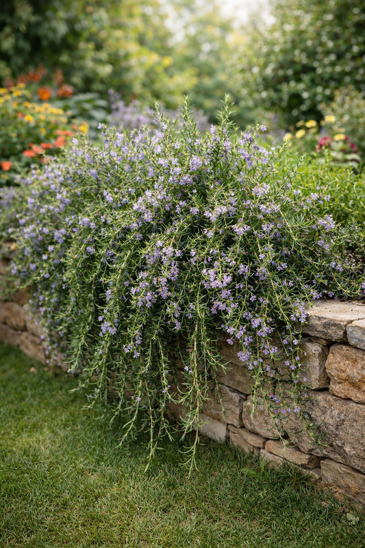 Hängender Rosmarin Prostratus winterhart Kriechrosmarin 3L Topf immergrün aromatische Kräuterpflanze pflegeleicht