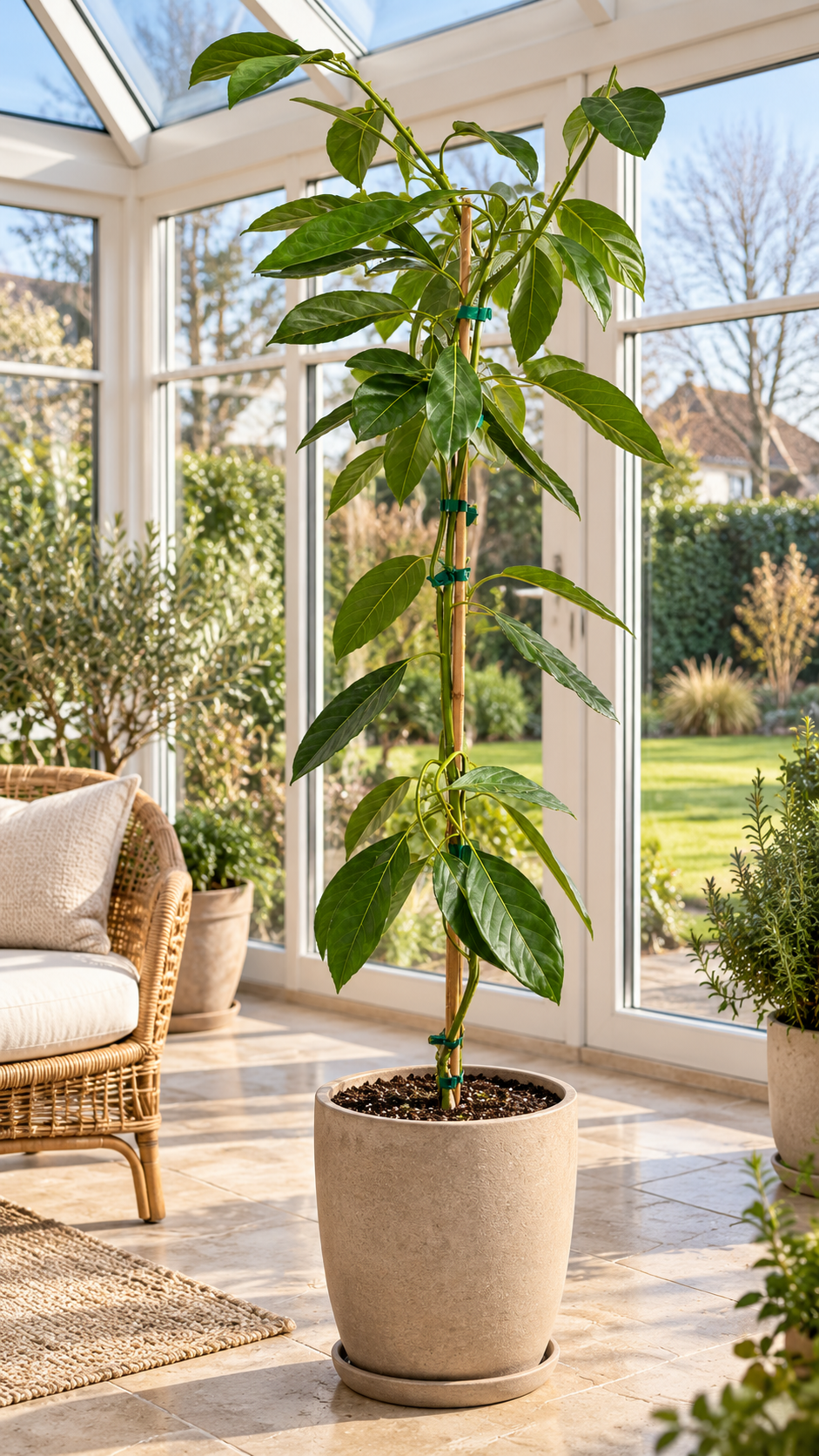 Avocadobaum ‘Zutano’ – Avocado-Pflanze (Persea americana) für Kübel, Terrasse & Wintergarten – 150–200 cm inkl. Topf