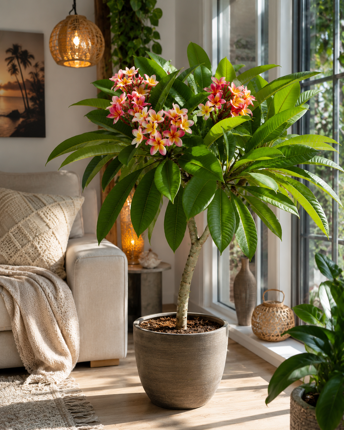 Plumeria rubra Hawaiian ca. 60 cm – Frangipani, Tempelbaum und tropische Duftblume für Wintergarten und Terrasse