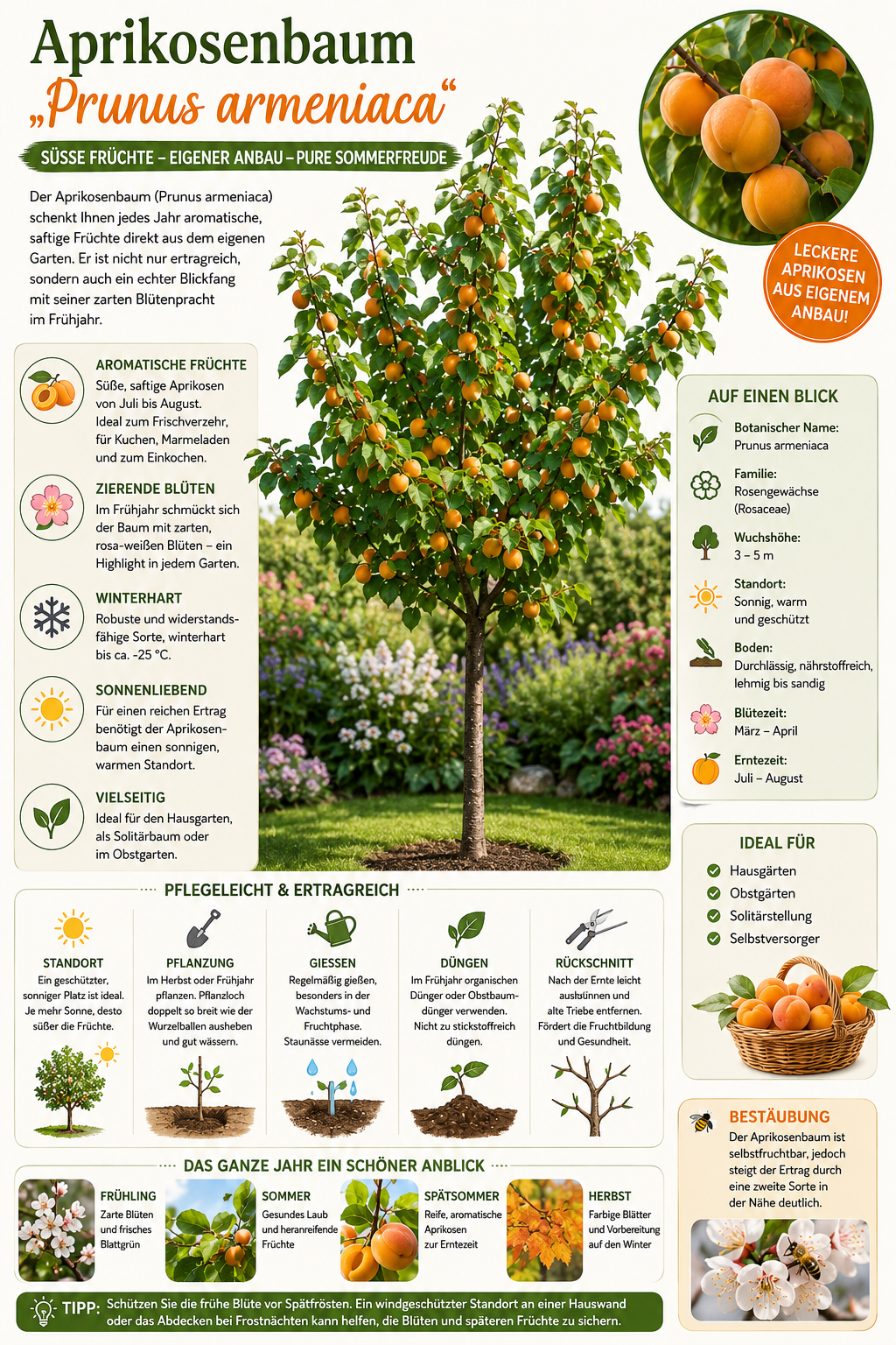 Aprikosenbaum „Prunus armeniaca“ 100–120 cm – Obstbaum für Garten & Kübel | Aprikose kaufen