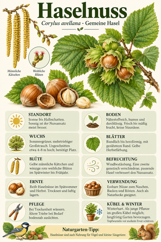 Haselnuss – Corylus avellana – winterharter Haselnussstrauch für Garten & Hecke – 100–120 cm inkl. Topf