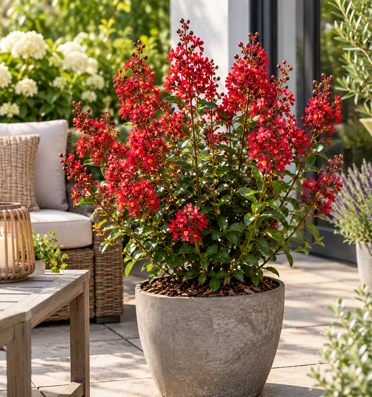 Lagerstroemia indica Red Imperator 40–60 cm – Rote Kreppmyrte – Flieder des Südens für Garten, Kübel und Terrasse