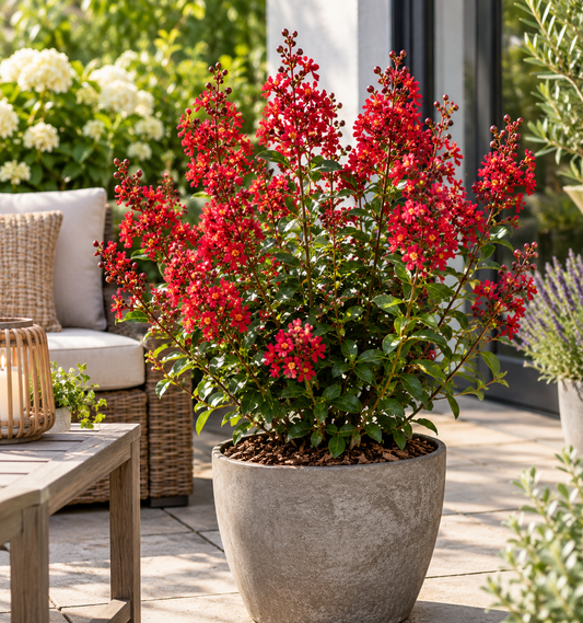 Lagerstroemia indica Red Imperator 40–60 cm – Rote Kreppmyrte – Flieder des Südens für Garten, Kübel und Terrasse