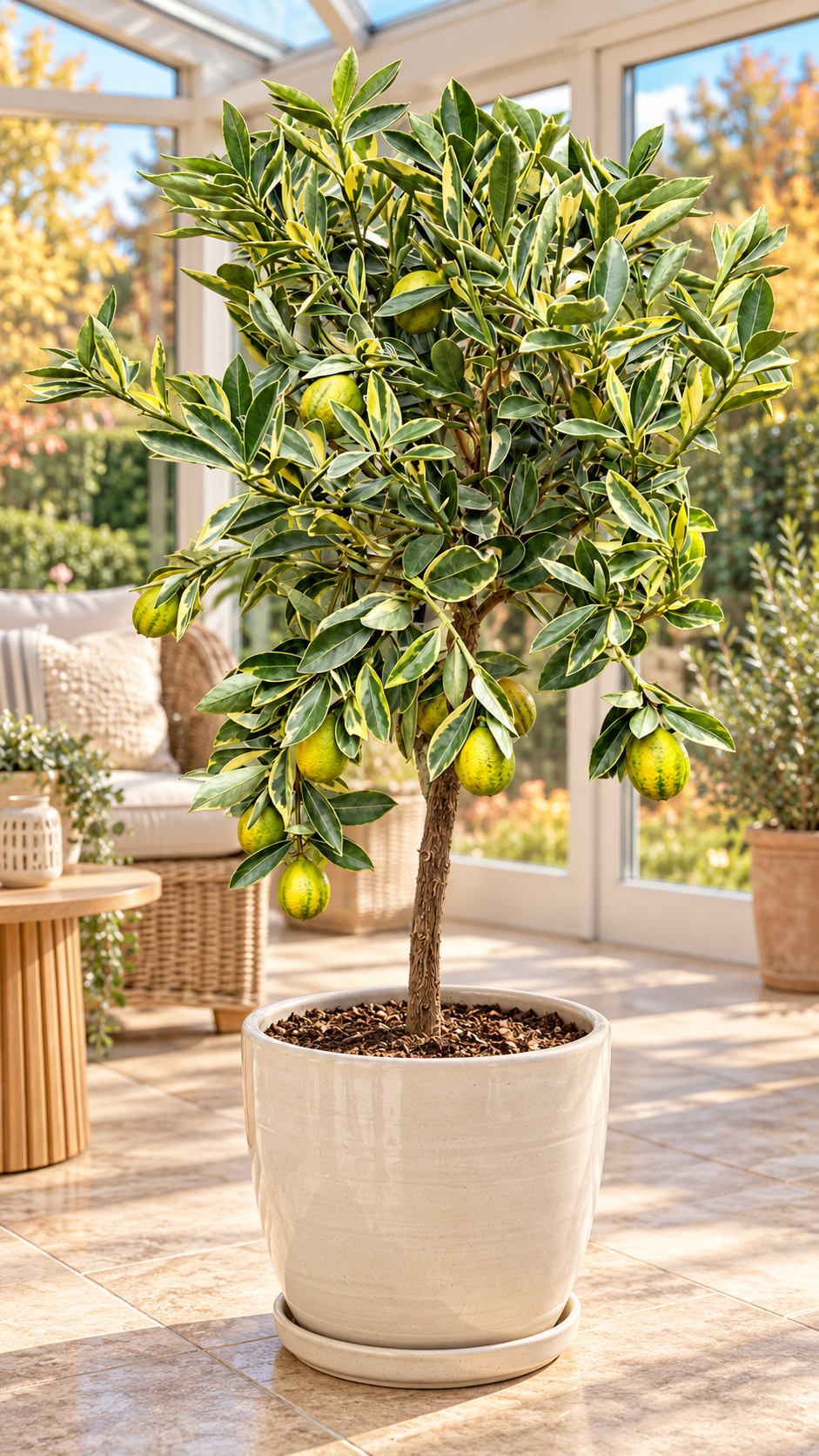Orangequat ‘Centennial’ – dekorative Kumquat-Zitruspflanze für Balkon, Terrasse & Wintergarten – 70–100 cm inkl. Topf