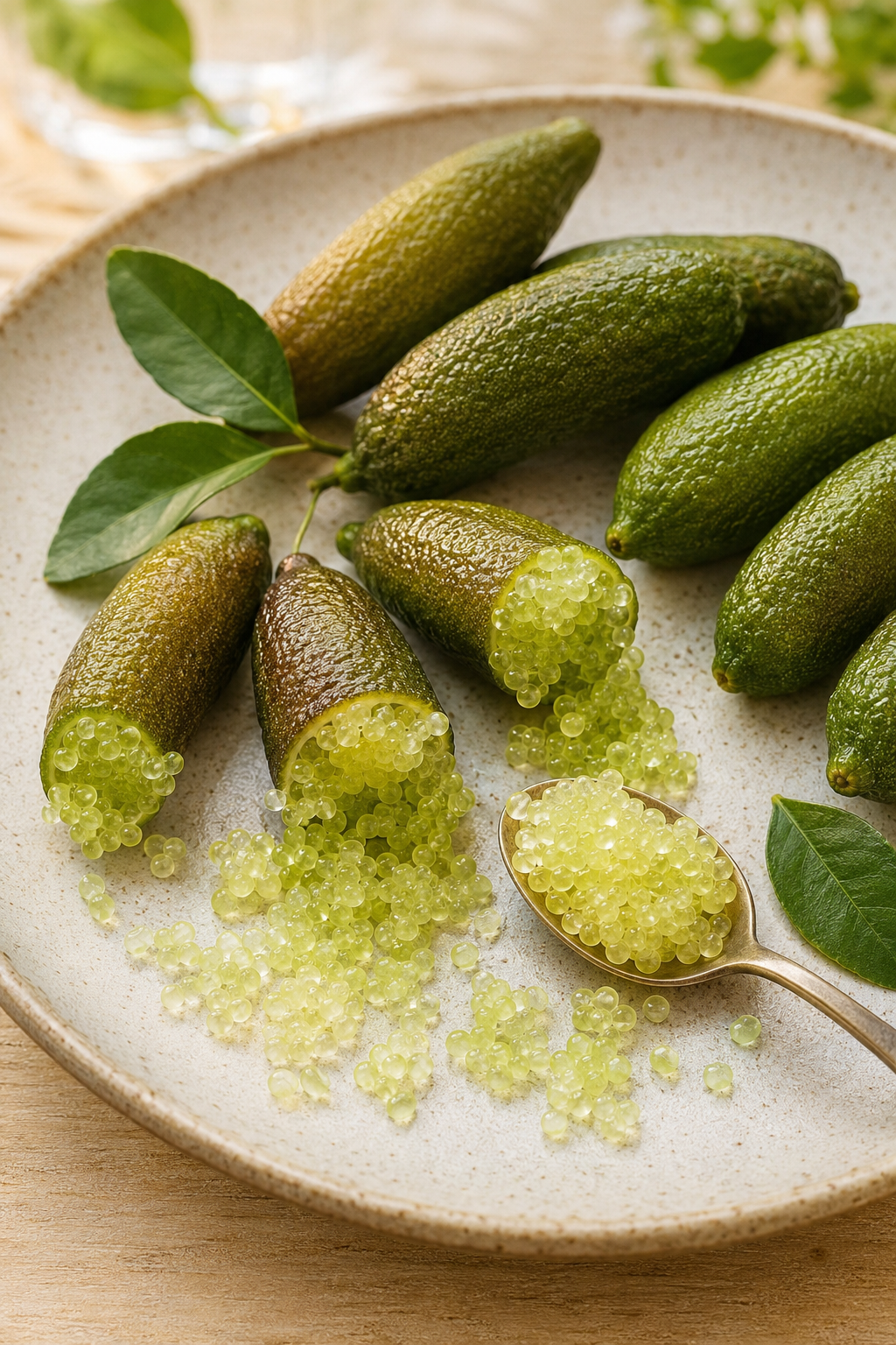 Australische Fingerlimette als Stämmchen ca. 50 cm – Microcitrus australasica, Kaviarlimette mit Limettenperlen
