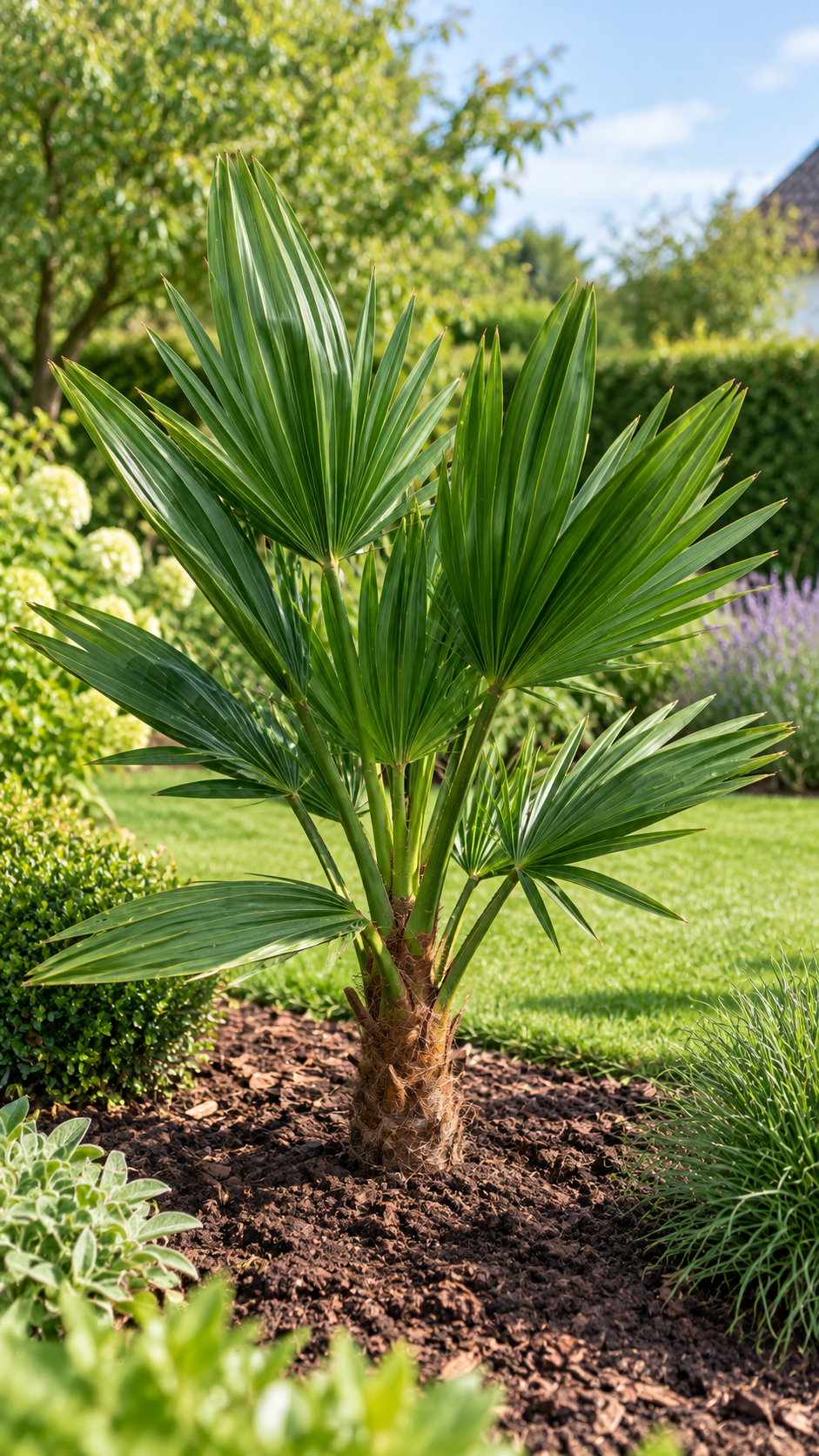 Trachycarpus wagnerianus ca. 25 cm – Wagners Hanfpalme, winterharte Fächerpalme für Garten, Balkon und Kübel