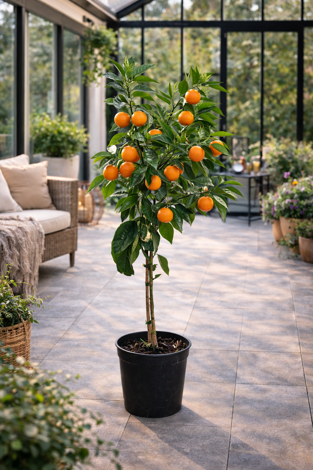 Mandarinenbaum 100–140 cm im Topf (C17) – Citrus reticulata – Mandarinenbäumchen / Mandarine Pflanze winterhart bedingt für Terrasse & Balkon