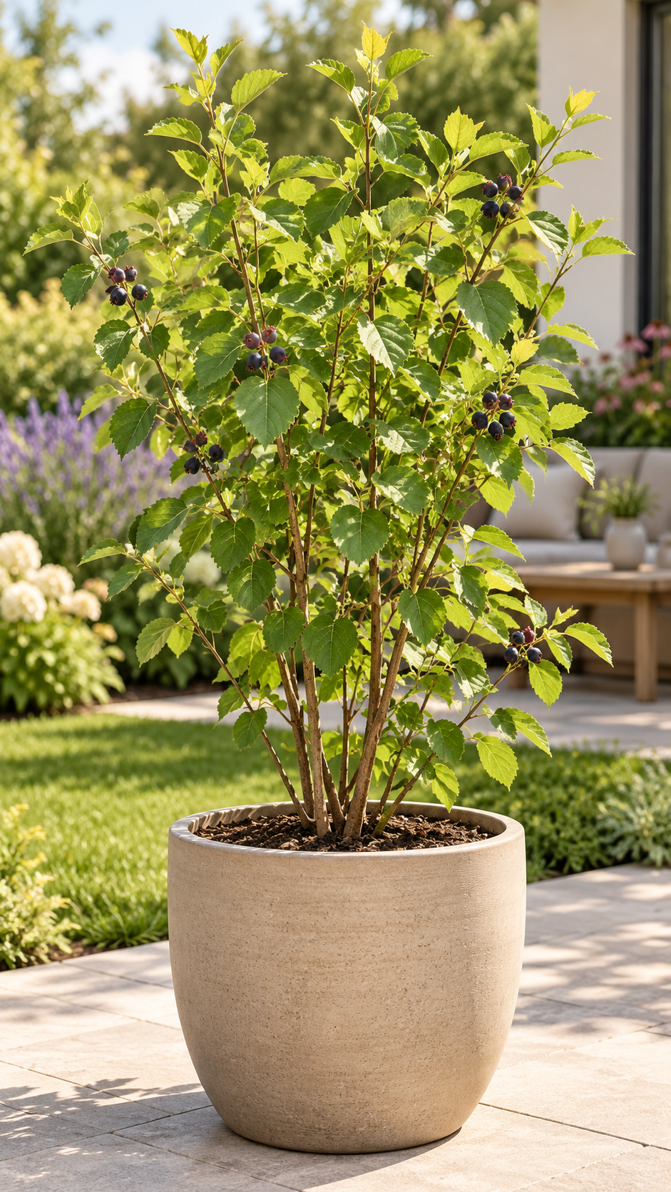 Felsenbirne ‘Prince William’ – Amelanchier, winterharter Obststrauch mit essbaren Früchten – 40–60 cm inkl. Topf